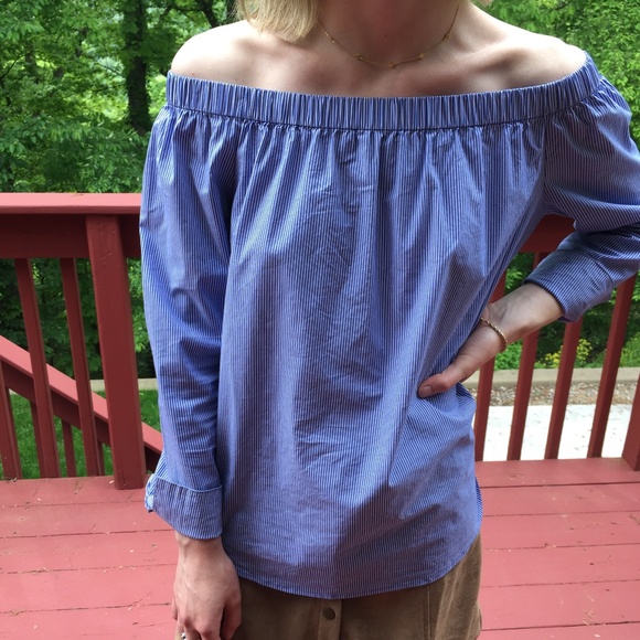 Philosophy women’s pinstriped off shoulder blouse